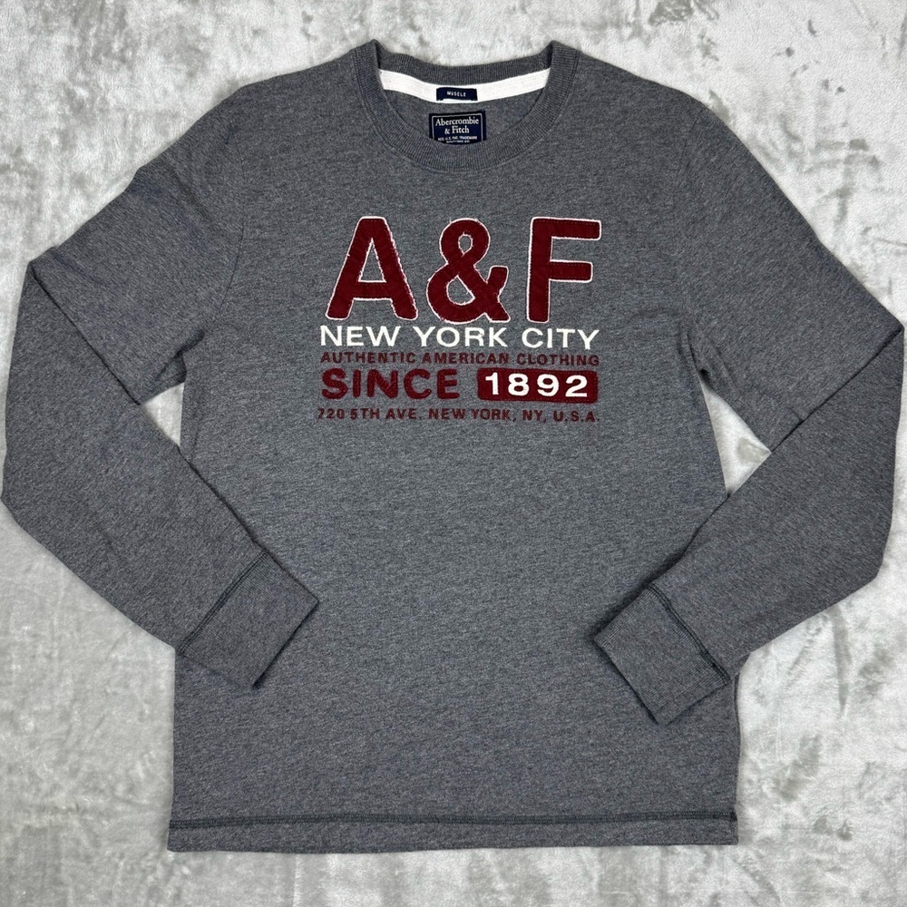 Abercrombie & Fitch Y2K Graphic Long Sleeve T-Shirt Spell Out Unisex Logo Small